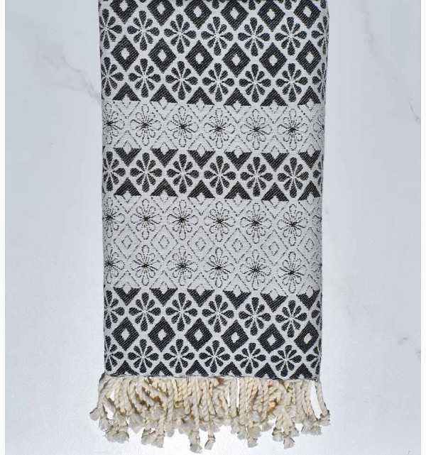 Beach towel flowery slate gray 