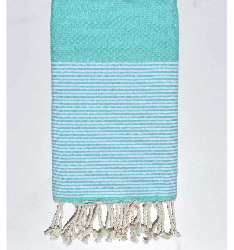 Honeycomb aqua green striped white fouta