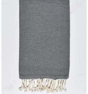 Plain honeycomb medium gray beach towel 