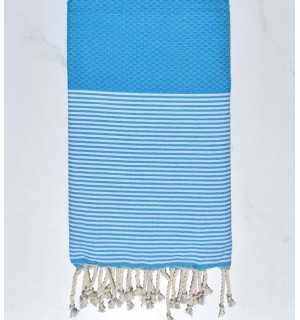 Honeycomb Heavenly blue striped white fouta Fouta Tunisia - 5