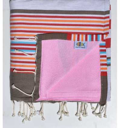 beach towel doubled sponge pink, red, corundum beige, Grey, orange, blue