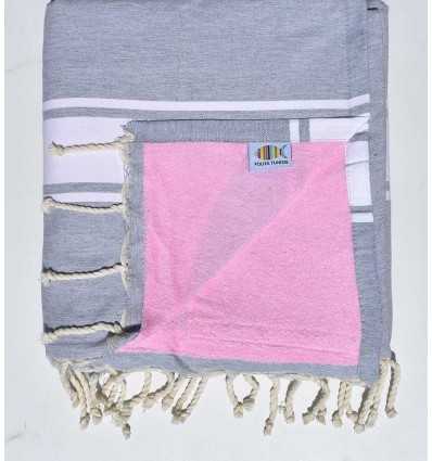 beach towel,doubled sponge light gray and pink