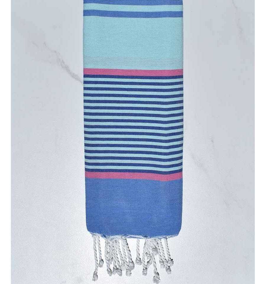 Azur haze, pink, blue cornflower and blue Kid beach towel Fouta Tunisia - 1
