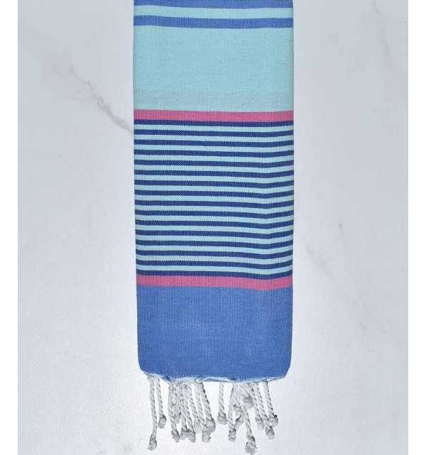 Azur haze, pink, blue cornflower and blue Kid beach towel Fouta Tunisia - 1