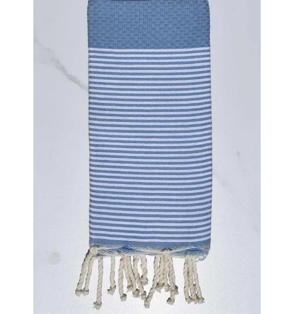 Beach towel honeycomb blue stripes for children  - 1