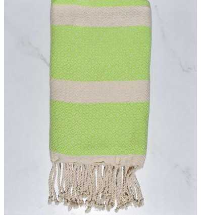 Beach towel chevron light green and ecru