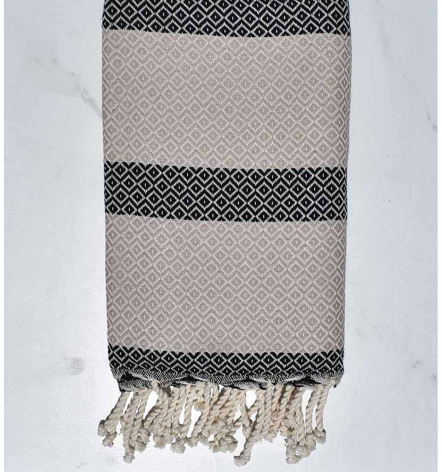 Fouta chevron taupe clair et anthracite