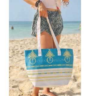 Beach bag towel khlela Azure blue Fouta Tunisia - 2