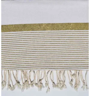 Thrown medium 1.5*2.5m white with golden lurex thread  - 1