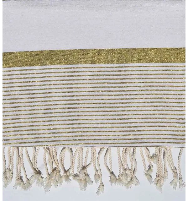 Thrown medium 1.5*2.5m white with golden lurex thread  - 1