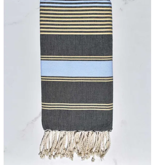 slate, sky blue and yellow of naples dina beach towel Fouta Tunisia - 1
