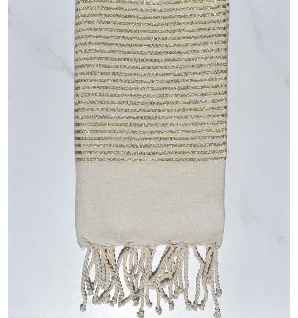 Flat off-white lurex fouta Fouta Tunisia - 2