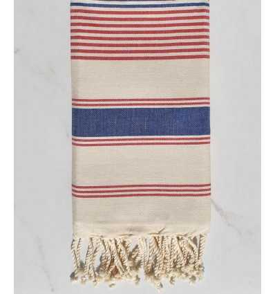 cream white, red and blue jeans dina beach towel