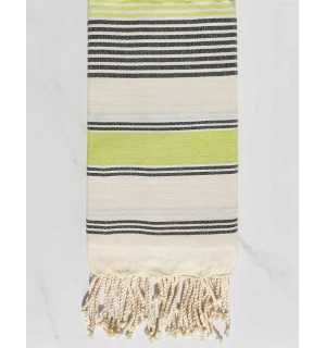 cream white, meadow green and anthracite dina beach towel Fouta Tunisia - 1