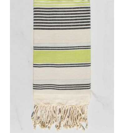  cream white, meadow green and anthracite dina beach towel