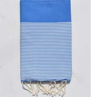 Honeycomb gypsy blue striped white fouta Fouta Tunisia - 1