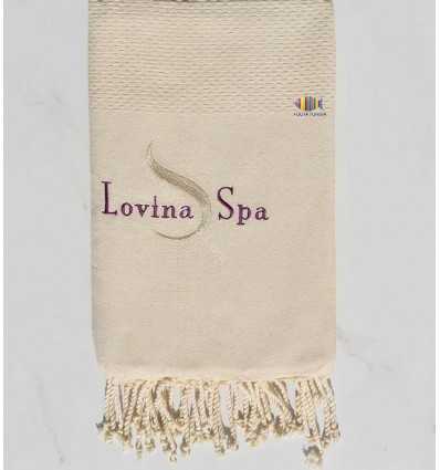  light beige plain embroidered beach towel Lovina SPA