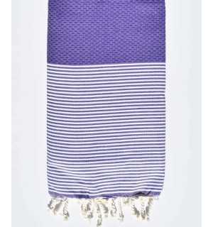 HONEYCOMB purple striped white fouta Fouta Tunisia - 1