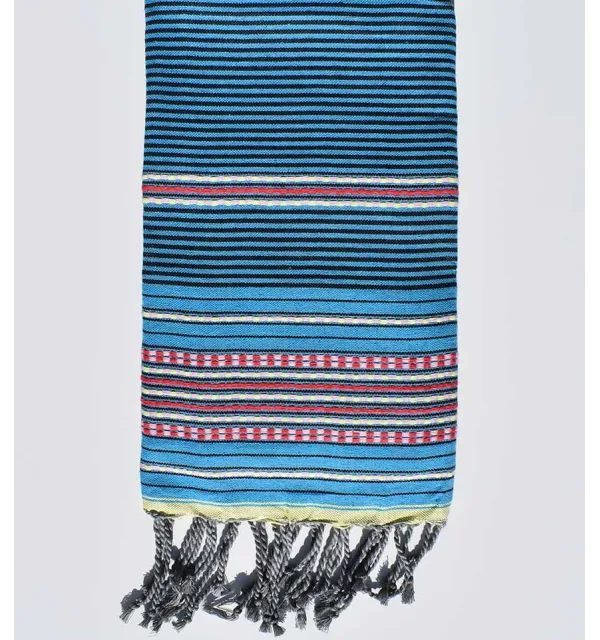 Azure blue and black arabesque beach towel  - 1