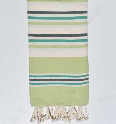Fouta Flat white cream, green meadow, green and green forest