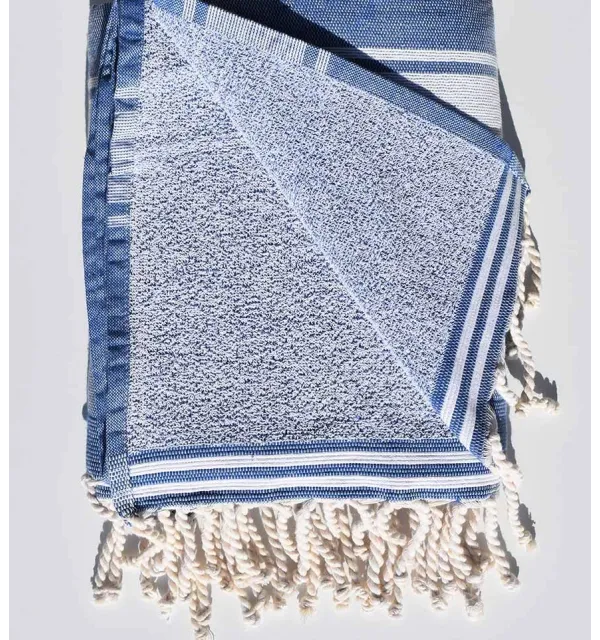 Blue jeans beach towel sponge Fouta Tunisia - 2