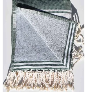 Dark moss green beach towel sponge  - 1 2