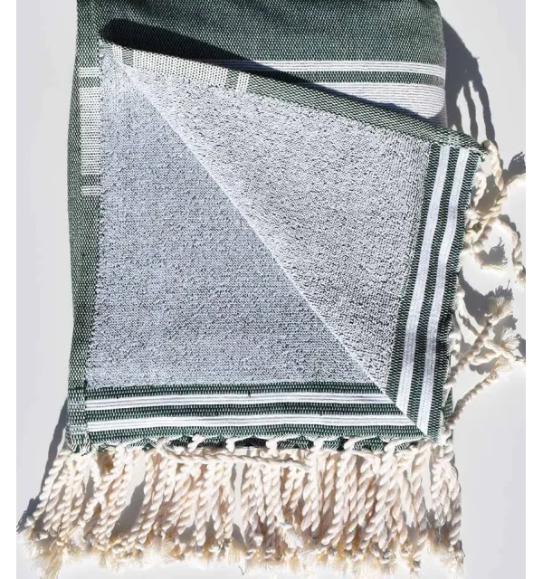 Dark moss green beach towel sponge  - 2