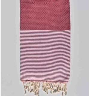 HONEYCOMB amaranth  striped white fouta Fouta Tunisia - 1