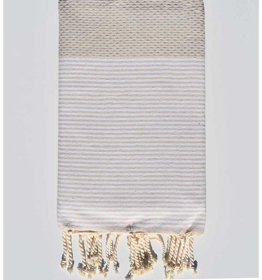 Honeycomb Alabaster striped white FOUTA Fouta Tunisia - 1