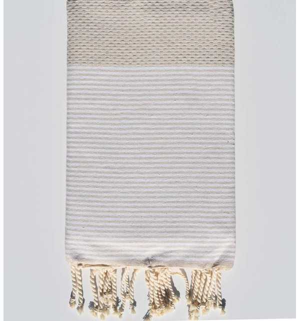 Honeycomb Alabaster striped white FOUTA Fouta Tunisia - 1