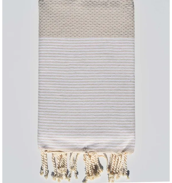 Honeycomb Alabaster striped white FOUTA Fouta Tunisia - 1