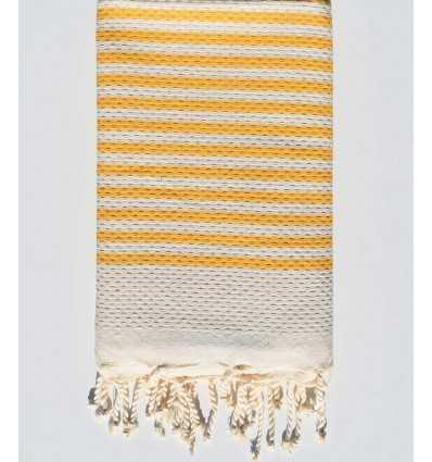 honeycomb light beige beach towel with stripes 1 cm amber