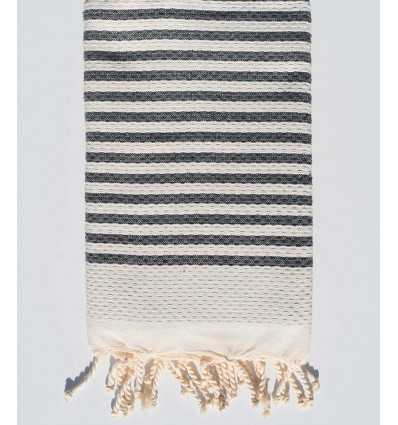 honeycomb light beige beach towel with stripes 1 cm charcoal  color