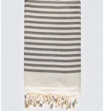 honeycomb light beige with taupe stripes beach towel