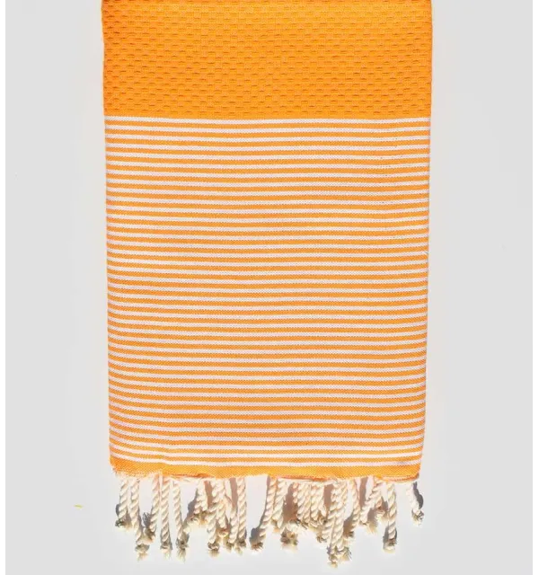 HONEYCOMB orange striped white fouta  - 1