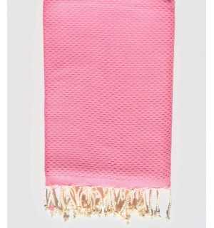 Plain honeycomb pink fouta Fouta Tunisia - 1