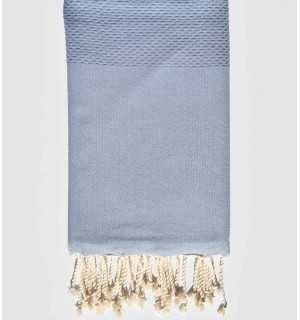 Plain honeycomb periwinkle blue fouta Fouta Tunisia - 1
