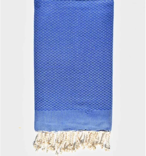 Bath Towel plain color blue woad Fouta Tunisia - 1