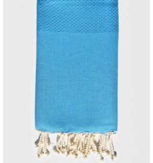 Plain honeycomb duck-egg blue fouta Fouta Tunisia - 1