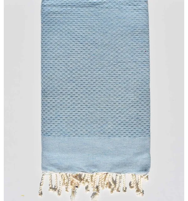 Plain honeycomb steel blue fouta Fouta Tunisia - 1