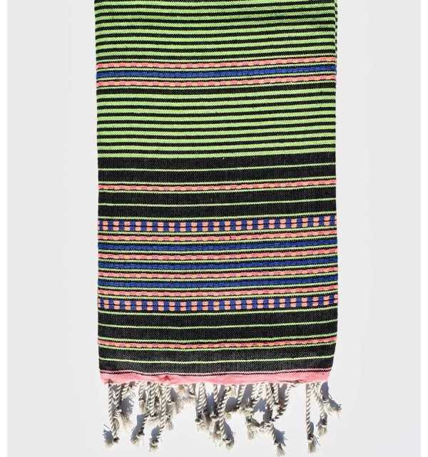 Arabesque green striped black fouta Fouta Tunisia - 1