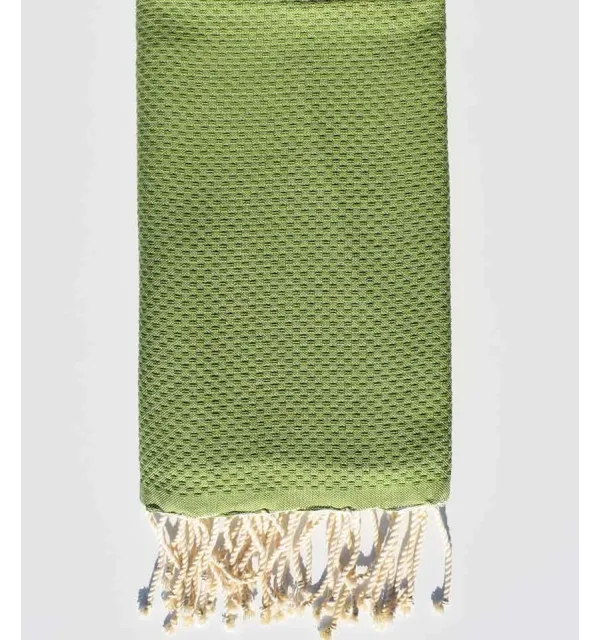 Plain honeycomb olive green beach towel  - 1