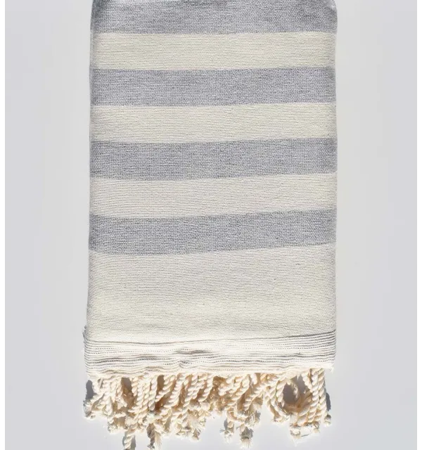 cream white and grey beach towel sponge Fouta Tunisia - 1