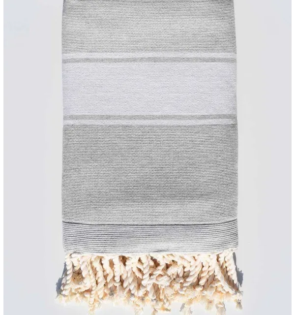 Light grey beach towel sponge Fouta Tunisia - 1