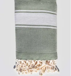 Pale green beach towel sponge Fouta Tunisia - 2 2