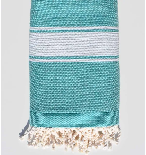 Teal green beach towel sponge Fouta Tunisia - 1