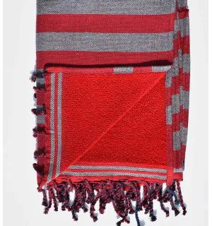 Dark red and gray beach towel sponge  - 1 2