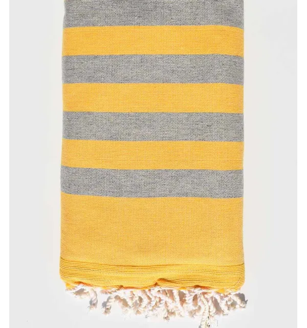 Yellow and gray beach towel sponge Fouta Tunisia - 1
