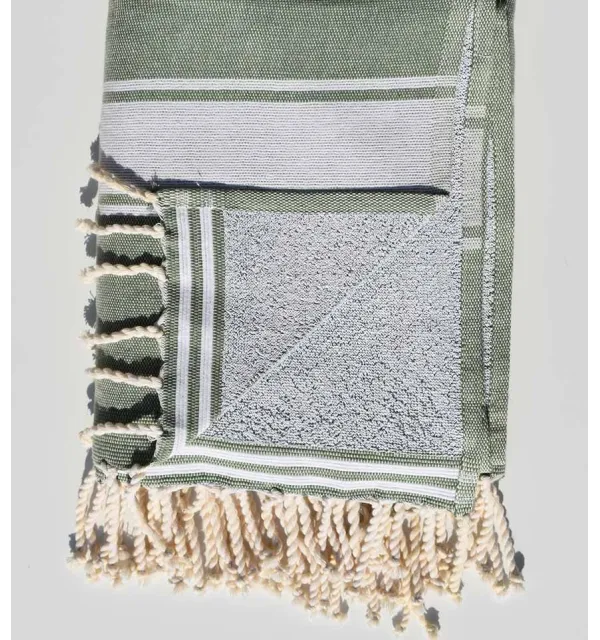 Pale green beach towel sponge Fouta Tunisia - 2
