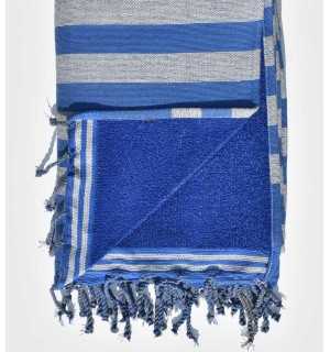 Grey and blue beach towel sponge Fouta Tunisia - 2